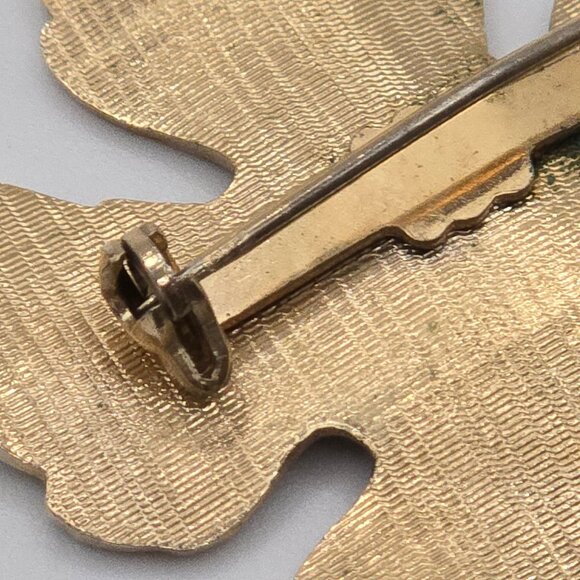 VTG Brooch GoldTone Maple Leaf Green Enamel Fairy Cottage Core Boho Canadian Pin - Picture 4 of 14